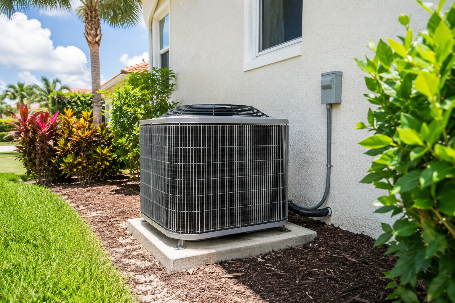 Residential AC unit outside a Florida home in Saint Cloud, FL