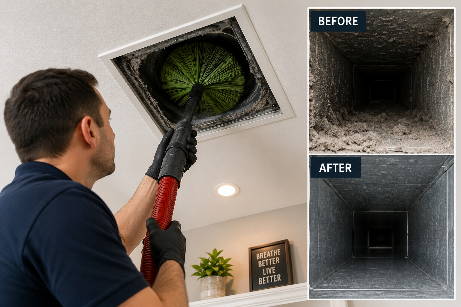 Indoor Air Quality - vent cleaning and airflow improvement service in a Florida home