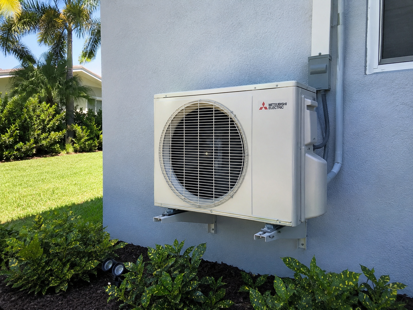 Mini split air conditioning system installed outside a Florida home
